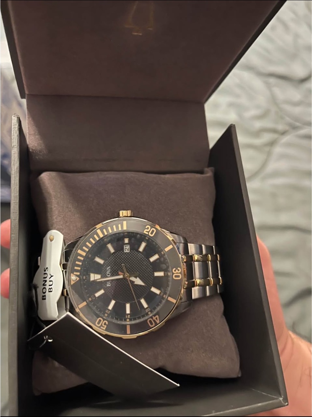 Bulova Two-Tone Black and Gold Men's Bracelet Watch